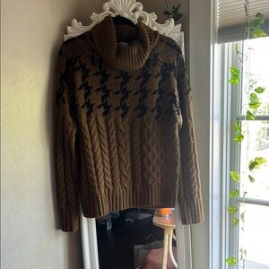 Cozy Brown and Black Turtleneck Sweater